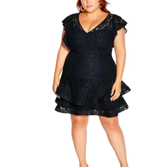 City Chic Sienna Dress in Navy Size Small(16W) - Picture 2 of 2